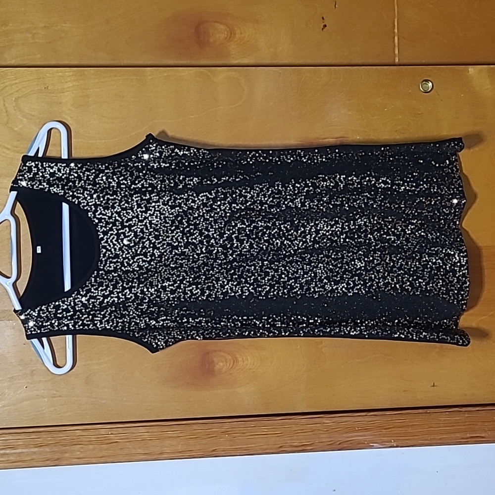 Sleeveless Mini Black Dress with Sequins - Size M